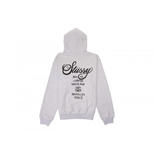 Оригинальный шмот Stussy World Tour Hoodie Ash Heather (FW22) - 70см