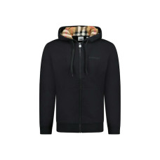 Burberry Hove Check Embroidery Logo Zip Hoodie Black