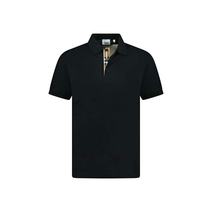 Поло Burberry Hartford Check Placket Black Поло Burberry Hartford Check Placket Black