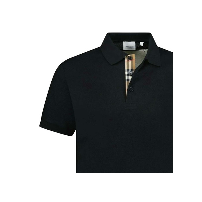 Поло Burberry Hartford Check Placket Black Поло Burberry Hartford Check Placket Black