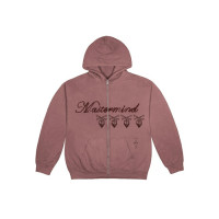 Travis Scott Cactus Jack For Mastermind Skull Zip Up Hoodie Washed Red