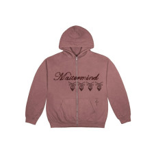 Travis Scott Cactus Jack For Mastermind Skull Zip Up Hoodie Washed Red