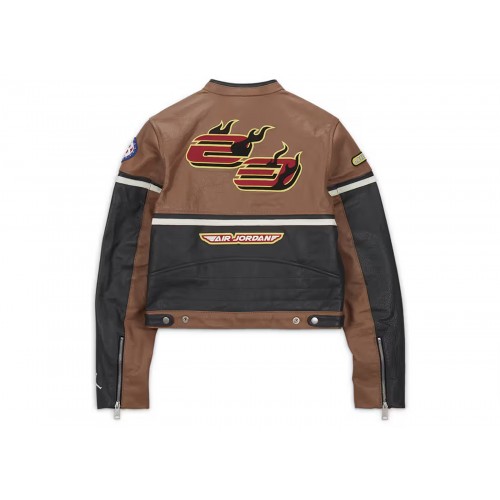 Оригинальный шмот Jordan x Travis Scott Cactus Jack Womens Leather Jacket (Asia Sizing) Archaeo Brown