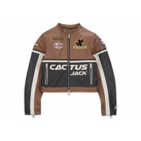 Jordan x Travis Scott Cactus Jack Womens Leather Jacket (Asia Sizing) Archaeo Brown