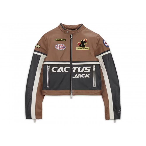 Оригинальный шмот Jordan x Travis Scott Cactus Jack Womens Leather Jacket (Asia Sizing) Archaeo Brown