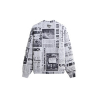 Kith x Back to the Future Newspaper All-Over Printed Nelson Crewneck Light Heather Grey