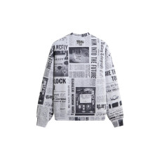 Kith x Back to the Future Newspaper All-Over Printed Nelson Crewneck Light Heather Grey