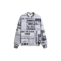 Kith x Back to the Future Newspaper All-Over Printed Nelson Crewneck Light Heather Grey