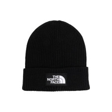 The North Face Logo Patch Ribbed Beanie Black