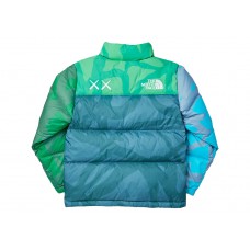 KAWS x The North Face Youth Retro 1996 Nuptse Jacket KW Safety Green Nuptse Print