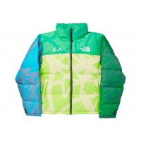 KAWS x The North Face Youth Retro 1996 Nuptse Jacket KW Safety Green Nuptse Print