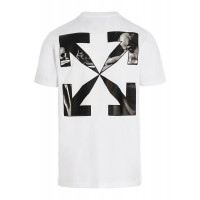 OFF-WHITE Text Logo Caravaggio Saint Jerome Writing Arrows Slim Fit T-Shirt White/Black