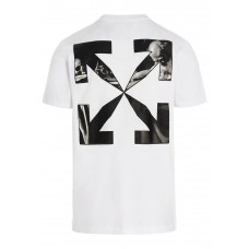 OFF-WHITE Text Logo Caravaggio Saint Jerome Writing Arrows Slim Fit T-Shirt White/Black
