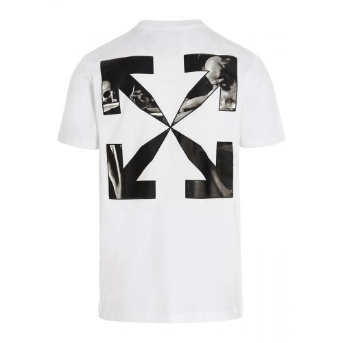 Оригинальный шмот OFF-WHITE Text Logo Caravaggio Saint Jerome Writing Arrows Slim Fit T-Shirt White/Black