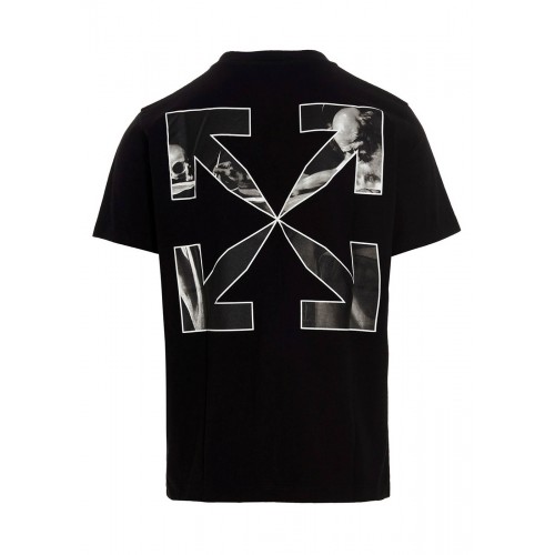 Оригинальный шмот OFF-WHITE Text Logo Caravaggio Saint Jerome Writing Arrows Slim Fit T-Shirt Black/White