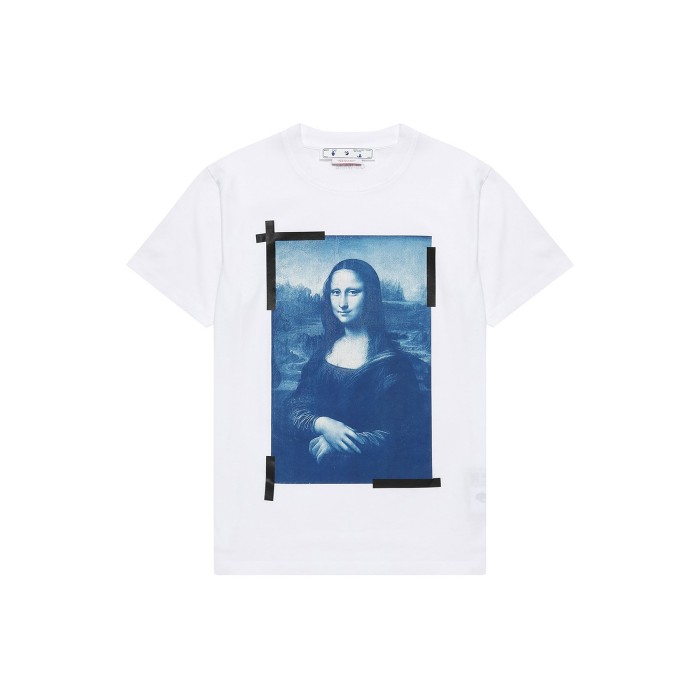 OFF WHITE Mona Lisa Print Logo Slim Fit T shirt White Blue Black