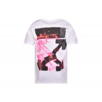 OFF-WHITE Acrylic Arrow Logo Print T-Shirt White/Black/Fuchshia
