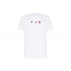OFF-WHITE Acrylic Arrow Logo Print T-Shirt White/Black/Fuchshia