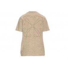 OFF-WHITE Logo-Embroidered Cotton T-shirt Sand Beige