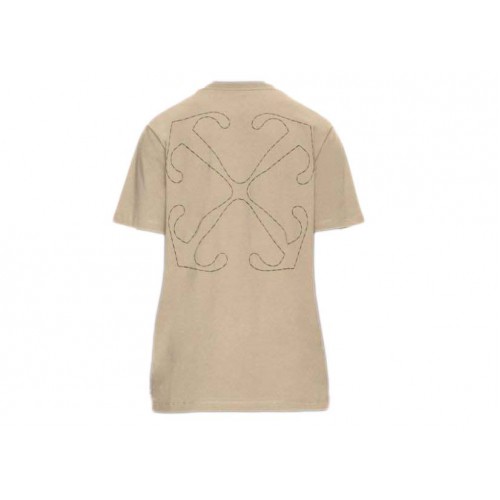 Оригинальный шмот OFF-WHITE Logo-Embroidered Cotton T-shirt Sand Beige