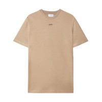 OFF-WHITE Logo-Embroidered Cotton T-shirt Sand Beige