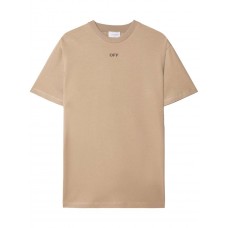 OFF-WHITE Logo-Embroidered Cotton T-shirt Sand Beige