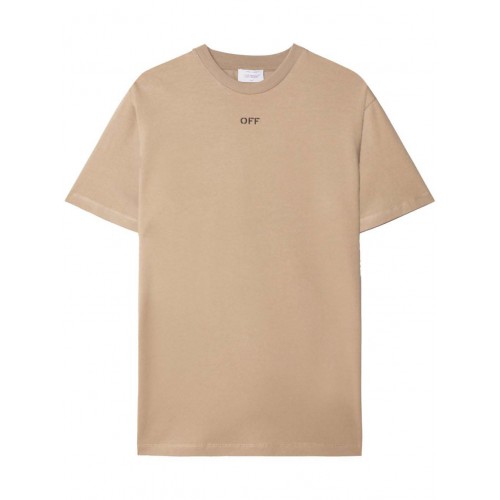 Оригинальный шмот OFF-WHITE Logo-Embroidered Cotton T-shirt Sand Beige