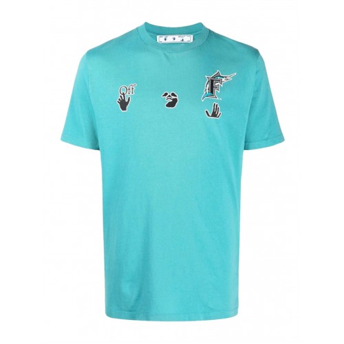 Оригинальный шмот OFF-WHITE x MLB Miami Marlins T-Shirt Lake Blue/Black