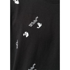 OFF-WHITE All Over Logo Print T-Shirt Black White