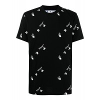 OFF-WHITE All Over Logo Print T-Shirt Black White
