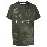 OFF-WHITE Paint Effect T-shirt Green/White