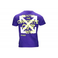 OFF-WHITE Opposite Arrow Logo-Print Slim Tee Purple/White/Yellow