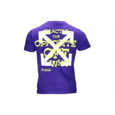 OFF-WHITE Opposite Arrow Logo-Print Slim Tee Purple/White/Yellow
