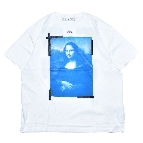 Оригинальный шмот OFF-WHITE Mona Lisa tape Tee White/Blue