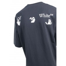 OFF-WHITE "Outfit Came From Italy" Print T-Shirt Faded Blue/White