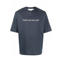 OFF-WHITE "Outfit Came From Italy" Print T-Shirt Faded Blue/White
