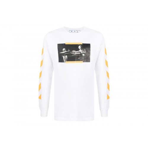 Оригинальный шмот OFF-WHITE Caravaggio Saint Jerome Writing Print Longsleeve T-Shirt White/Yellow/Black