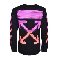 OFF-WHITE Diagonal Striped Marker Long Sleeve T-shirt Black Fuchsia
