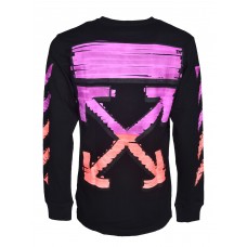 OFF-WHITE Diagonal Striped Marker Long Sleeve T-shirt Black Fuchsia