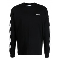 OFF-WHITE Diagonal Helvetica Long Sleeve T-Shirt Black/White