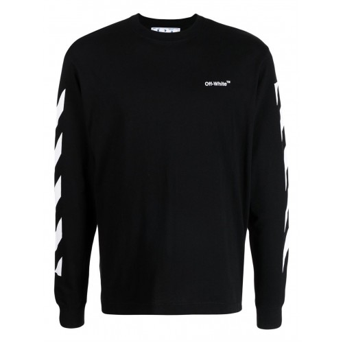 Оригинальный шмот OFF-WHITE Diagonal Helvetica Long Sleeve T-Shirt Black/White