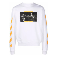 OFF-WHITE Caravaggio Saint Jerome Writing Print Slim Fit Sweatshirt White Yellow