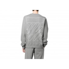 OFF-WHITE Wave Outl Diag Slim Crewneck Grey/White