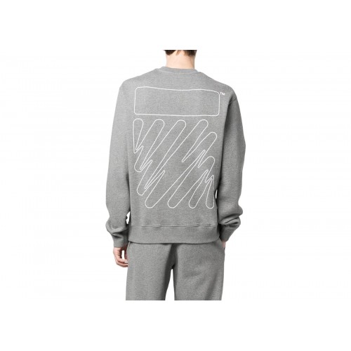 Оригинальный шмот OFF-WHITE Wave Outl Diag Slim Crewneck Grey/White