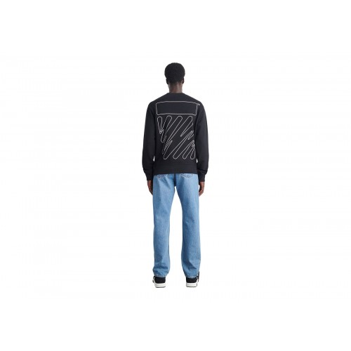 Оригинальный шмот OFF-WHITE Wave Outl Diag Slim Crewneck Black/White - 70см