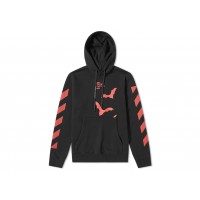 OFF-WHITE Diagonal Sleeve Bats Slim Fit Hoodie Black Red