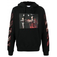 OFF-WHITE Caravaggio Diag Sleeve Hoodie Black/Red