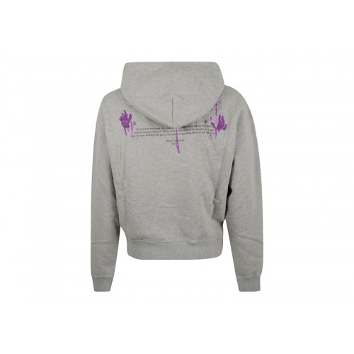 Оригинальный шмот OFF-WHITE Dripped OW Logo Over Hoodie Melange Grey/Purple