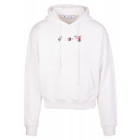 OFF-WHITE Acrylic Arrow Logo Print Hooded Sweatshirt White Black Fucshia