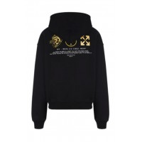 OFF-WHITE Logo Print L/S Hoodie Black Yellow